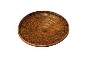 Tamegroute Pottery – Unique Elegant Plaque DE JANTE MARRON with Copper Rim