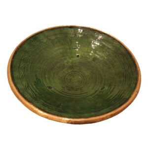 Unique Elegant Handcrafted Plaque DE JANTE ENCUIVRE Tamegroute Green Glazed Pottery