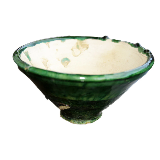 Tamegroute Pottery – Exclusive Premium White Petit Bol Vert – 30% More Highest Quality Green Glaze