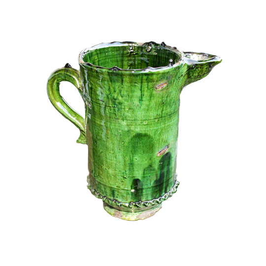 Tamegroute Pottery – Exclusive Premium Cruche Moyenne with Zig Zag Design – 30% More Highest Quality Green Glaze