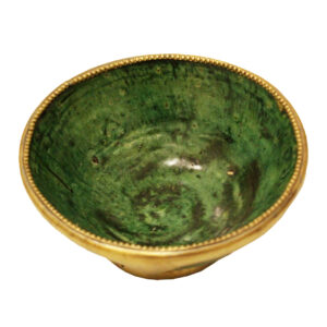 Tamegroute Pottery – Unique Elegant  Bol Vert A BORD URE DOREE with Gold Rim