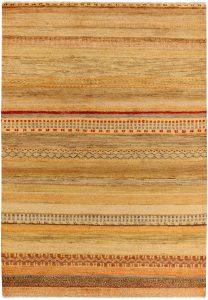 Gabbeh Geometric Rectangle Wool Navajo White 4′ 2 x 6′ / 127 x 183  – 78634001