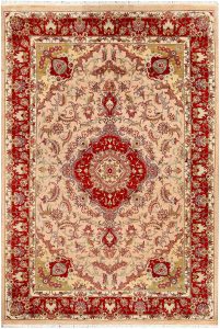 Kerman (Kirman) Curvilinear Rectangle Wool Bisque 4′ 7 x 6′ 9 / 140 x 206  – 78637681