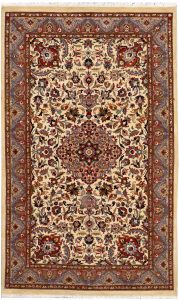 Kashan Curvilinear Rectangle New Zealand Worsted Wool Bisque 3′ 1 x 5′ 1 / 94 x 155  – 78637712