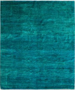 Gabbeh Plain Rectangle Wool Darkcyan 6′ 8 x 7′ 10 / 203 x 239  – 78641128