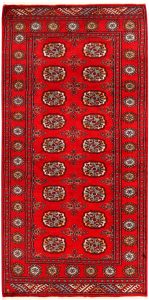 Bokhara Pakistan Ghiordes Wide Runner Geometric Small Wool 3′ x 6′ / 91 x 183  – 78641481