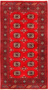 Bokhara Pakistan Ghiordes Rectangle Geometric Small Wool 3′ x 5′ 7 / 91 x 170  – 78641495