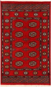 Bokhara Pakistan Ghiordes Rectangle Geometric Small Wool 3′ 1 x 5′ / 94 x 152  – 78643990