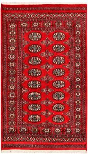 Bokhara Pakistan Ghiordes Rectangle Geometric Small Wool 3′ 1 x 5′ 2 / 94 x 158  – 78644041
