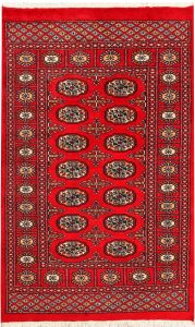 Bokhara Pakistan Ghiordes Rectangle Geometric Small Wool 2′ 11 x 4′ 9 / 89 x 145  – 78644124