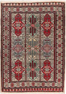 Caucasian Curvilinear Rectangle Wool Tan 2′ 8 x 3′ 7 / 81 x 109  – 78644506