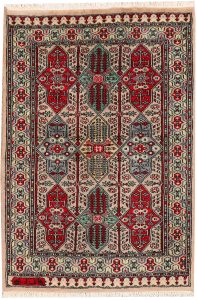 Caucasian Curvilinear Rectangle Wool Tan 2′ 7 x 3′ 9 / 79 x 114  – 78644510