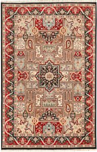 Bakhtiar Pakistan Senneh Rectangle Curvilinear Medium Wool 4′ 1 x 6′ 2 / 124 x 188  – 78644732