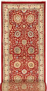 Mahallat (Mahal) Curvilinear Runner Wool Red 3′ x 13′ 11 / 91 x 424  – 78644844