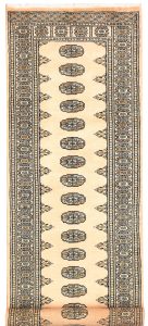 Bokhara Pakistan Ghiordes Runner Geometric Medium Wool 2′ 8 x 9′ 2 / 81 x 279  – 78645309