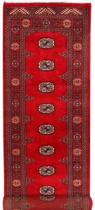 Bokhara Pakistan Ghiordes Runner Geometric Medium Wool 2′ 7 x 9′ 5 / 79 x 287  – 78645319