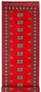 Bokhara Pakistan Ghiordes Runner Geometric Small Wool 2′ 6 x 9′ 2 / 76 x 279  – 78645347