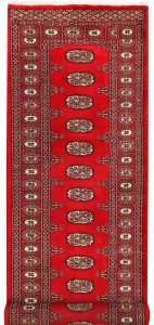 Bokhara Pakistan Ghiordes Runner Geometric Medium Wool 2′ 8 x 9′ 3 / 81 x 282  – 78645369