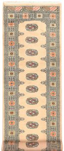 Bokhara Pakistan Ghiordes Runner Geometric Medium Wool 2′ 6 x 10′ 2 / 76 x 310  – 78645535