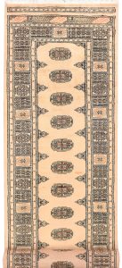 Bokhara Pakistan Ghiordes Runner Geometric Medium Wool 2′ 7 x 10′ 3 / 79 x 313  – 78645603