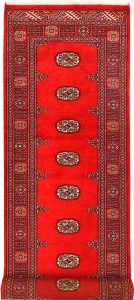 Bokhara Pakistan Ghiordes Runner Geometric Medium Wool 2′ 7 x 11′ 4 / 79 x 346  – 78645652