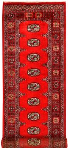 Bokhara Pakistan Ghiordes Runner Geometric Medium Wool 2′ 8 x 12′ / 81 x 366  – 78645655