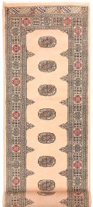 Bokhara Pakistan Ghiordes Runner Geometric Medium Wool 2′ 7 x 11′ / 79 x 335  – 78645723