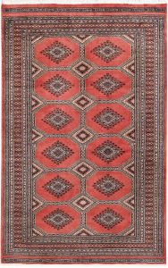 Jaldar Geometric Rectangle New Zealand Worsted Wool Indian Red 4′ x 6′ 4 / 122 x 193  – 78647087