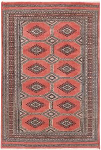 Jaldar Geometric Rectangle New Zealand Worsted Wool Indian Red 4′ 1 x 6′ / 124 x 183  – 78647097