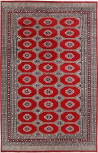 Jaldar Geometric Rectangle New Zealand Worsted Wool Dark Red 6′ 7 x 10′ 3 / 201 x 313  – 78647743
