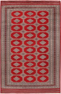 Jaldar Geometric Rectangle New Zealand Worsted Wool Red 6′ 7 x 10′ 3 / 201 x 313  – 78647780