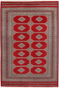 Jaldar Geometric Rectangle New Zealand Worsted Wool Red 5′ 7 x 8′ 2 / 170 x 249  – 78647861