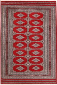 Jaldar Geometric Rectangle New Zealand Worsted Wool Red 5′ 6 x 8′ 2 / 168 x 249  – 78647867