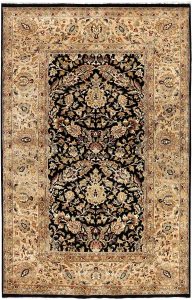 Mahallat (Mahal) Curvilinear Rectangle Wool Black 4′ 5 x 6′ 10 / 135 x 208  – 78652344