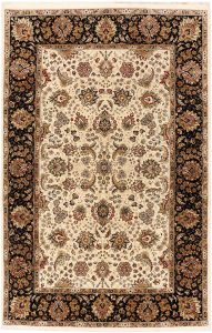 Mahallat (Mahal) Curvilinear Rectangle Wool / Silk Cornsilk 4′ 7 x 7′ 3 / 140 x 221  – 78652351