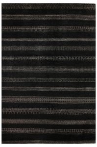 Gabbeh Plain Rectangle Wool Black 5′ 7 x 8′ 2 / 170 x 249  – 78655934