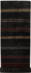 Gabbeh Geometric Runner Wool Black 2′ 7 x 11′ 10 / 79 x 361  – 78656106