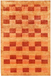 Gabbeh Geometric Rectangle Wool Peru 4′ 2 x 6′ 1 / 127 x 185  – 78656399