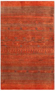 Gabbeh Geometric Rectangle Wool Orange Red 3′ x 4′ 11 / 91 x 150  – 78656450