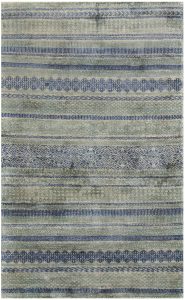 Gabbeh Geometric Rectangle Wool Cadet Blue 2′ 11 x 4′ 11 / 89 x 150  – 78656473