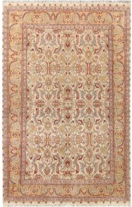 Mahallat (Mahal) Curvilinear Rectangle Wool Blanched Almond 4′ 6 x 7′ / 137 x 213  – 78656762