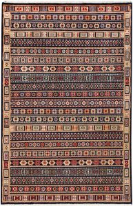 Bakhtiar Pakistan Senneh Rectangle Geometric Medium Wool 4′ 6 x 6′ 9 / 137 x 206  – 78656799