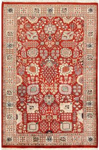 Mahallat (Mahal) Curvilinear Rectangle Wool Red 3′ 6 x 5′ 5 / 107 x 165  – 78656846