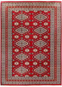 Caucasian Curvilinear Rectangle Worsted Wool Red 7′ 11 x 10′ 11 / 241 x 333  – 78658464