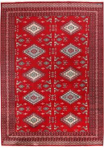 Caucasian Curvilinear Rectangle Worsted Wool Red 8′ x 11′ 3 / 244 x 343  – 78658473