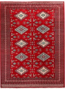 Caucasian Curvilinear Rectangle Worsted Wool Red 8′ x 10′ 8 / 244 x 325  – 78658476