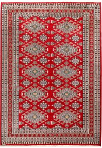 Caucasian Curvilinear Rectangle Worsted Wool Red 8′ x 11′ 4 / 244 x 346  – 78658481