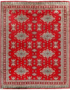 Caucasian Curvilinear Rectangle Worsted Wool Red 8′ x 10′ 1 / 244 x 307  – 78658497