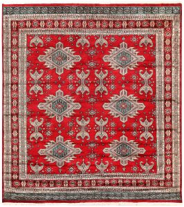 Caucasian Curvilinear Square Worsted Wool Red 7′ 1 x 6′ 9 / 216 x 206  – 78658581