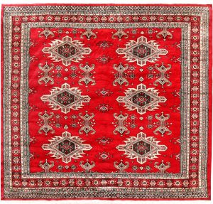 Caucasian Curvilinear Square Worsted Wool Red 7′ x 6′ 7 / 213 x 201  – 78658583
